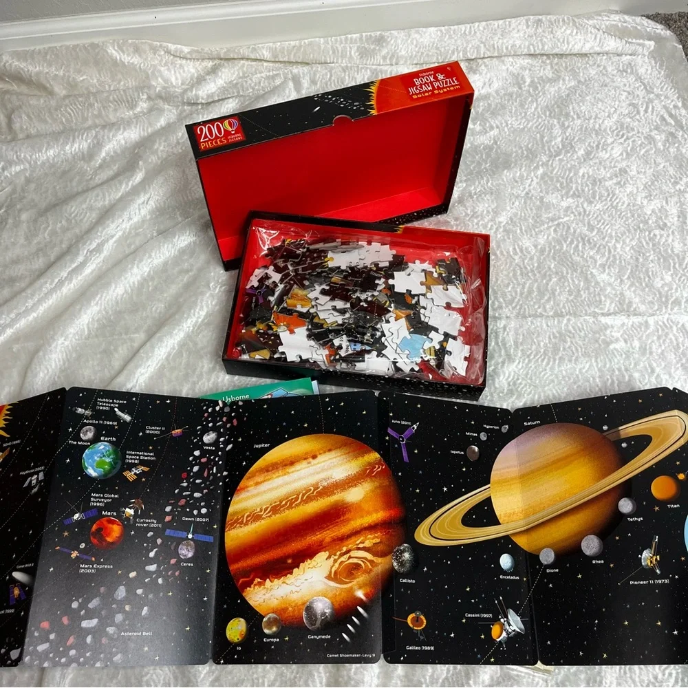 Usborne- Solar System Puzzle,Dinosaur Origami and Paper Plane book. All New!